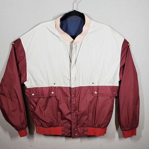 Source Unknown Other - Vintage Reversible Bomber Jacket Mens Large Maroon White Blue Colorblock 80s 90s